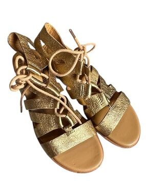 NEW Kork Ease Gladiator Leather Sandal in Metallic Gold